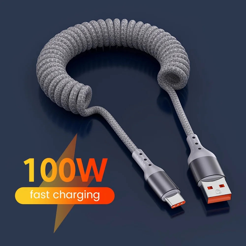 Cable De Carga USB-C | Extensible En Espiral · SeemSeem