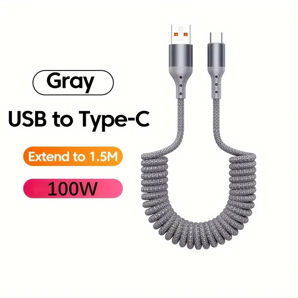 Cable De Carga USB-C | Extensible En Espiral · SeemSeem
