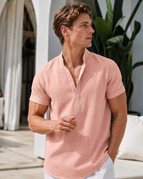Camisa Henley Para Hombre | Manga Corta · SeemSeem