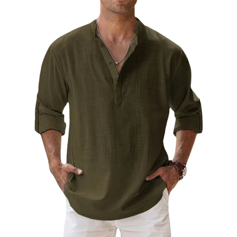 Camisa Henley Para Hombre | Manga Larga · SeemSeem