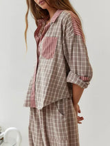 Damen-Oversize-Hemd | kontrastierende Streifen