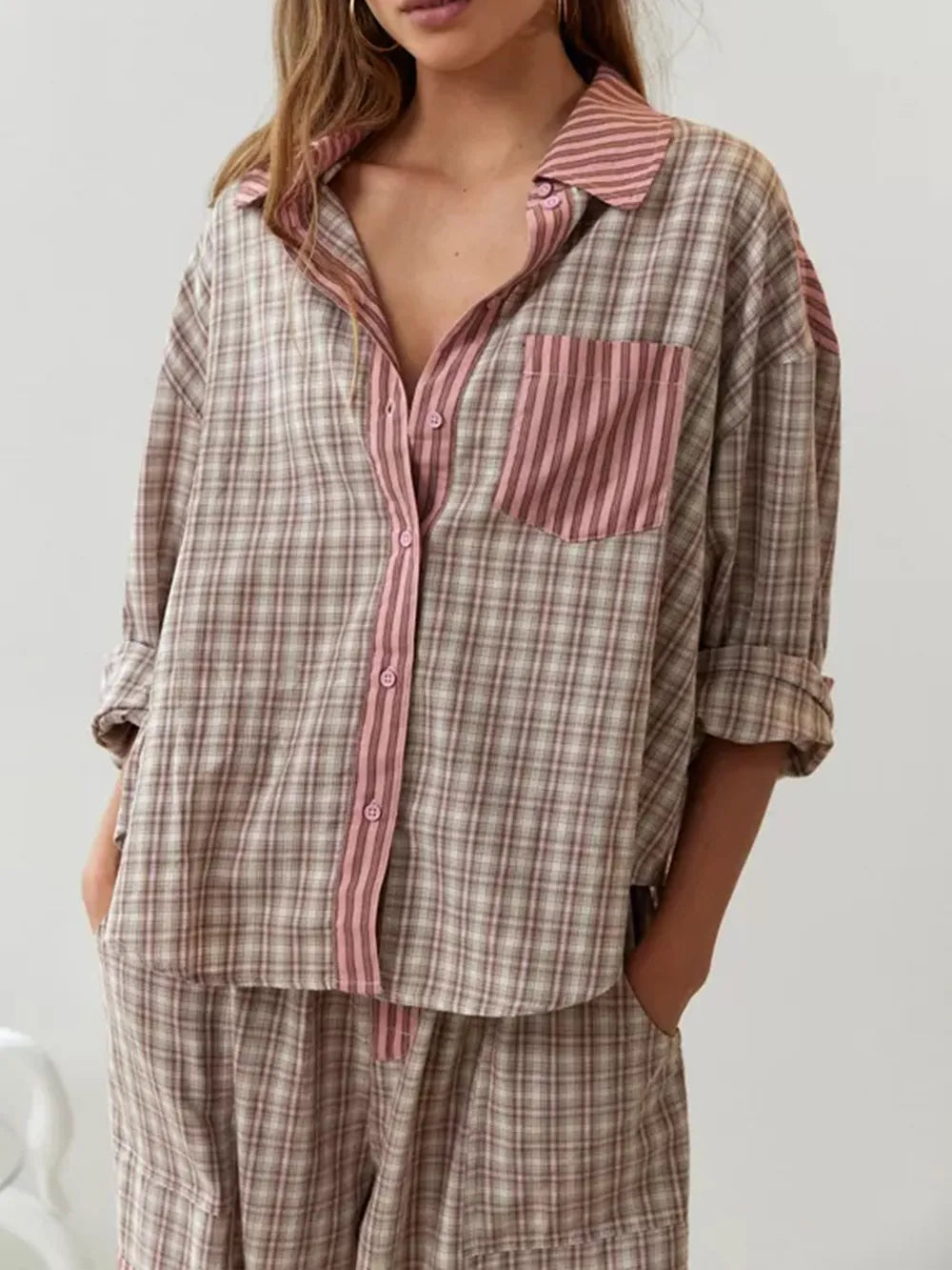 Camisa Oversized Para Mujer | Rayas Contrastadas · SeemSeem