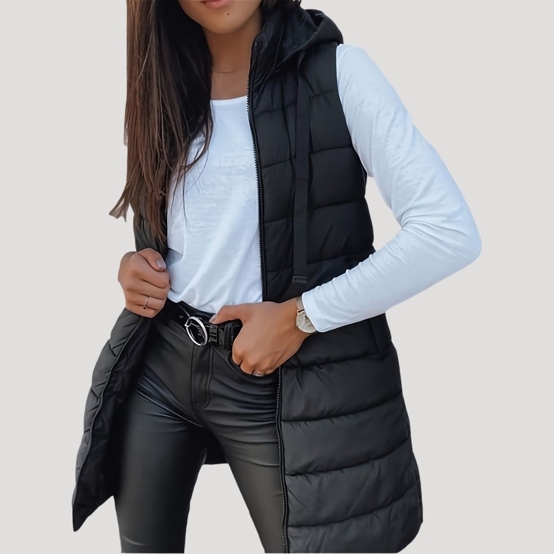 Chaleco Acolchado Con Capucha Para Mujer | Largo · SeemSeem