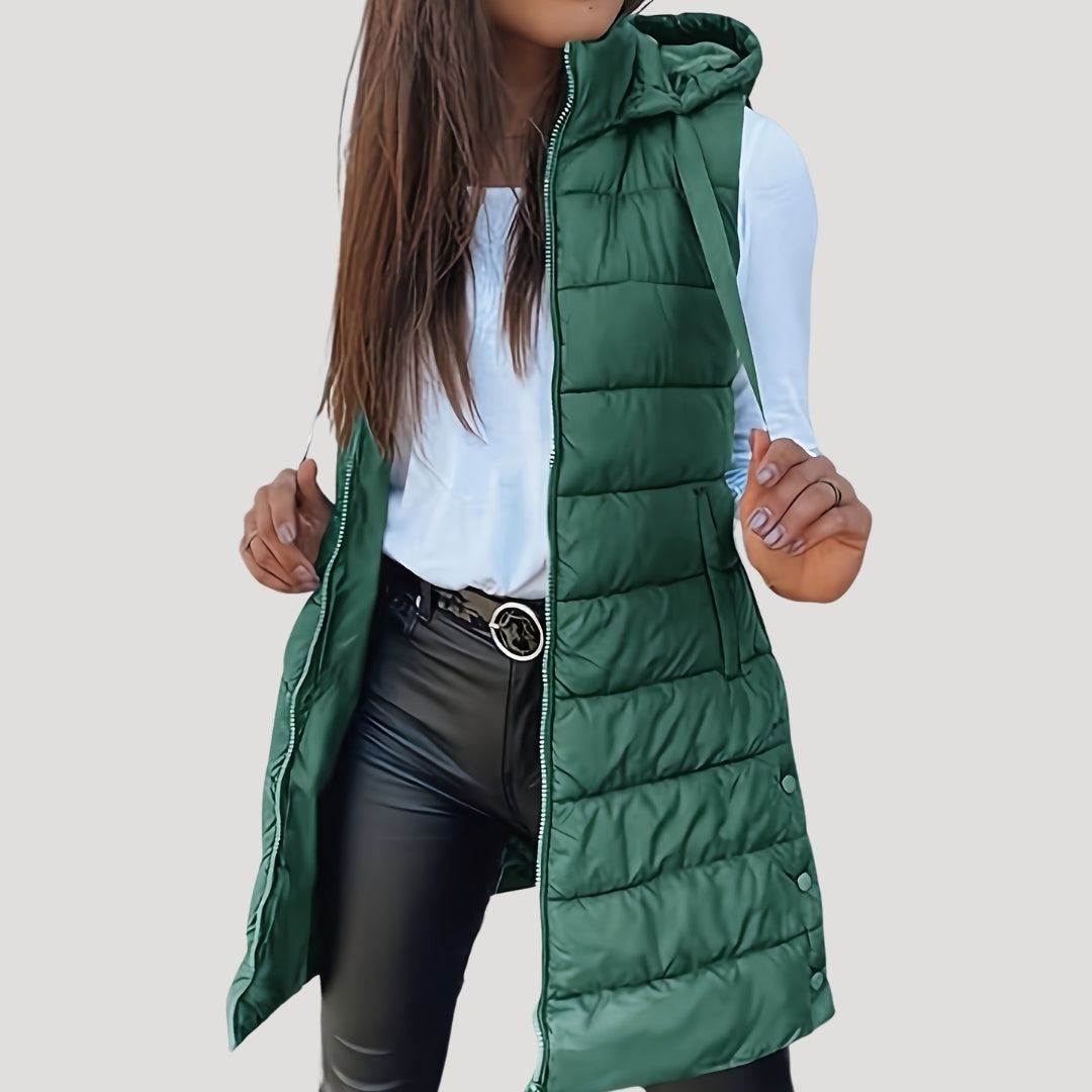 Chaleco Acolchado Con Capucha Para Mujer | Largo · SeemSeem