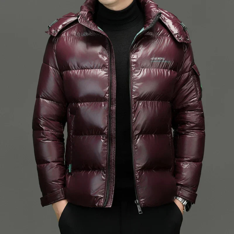 Chaqueta Acolchada Con Capucha Para Hombre | Acabado Brillante · SeemSeem