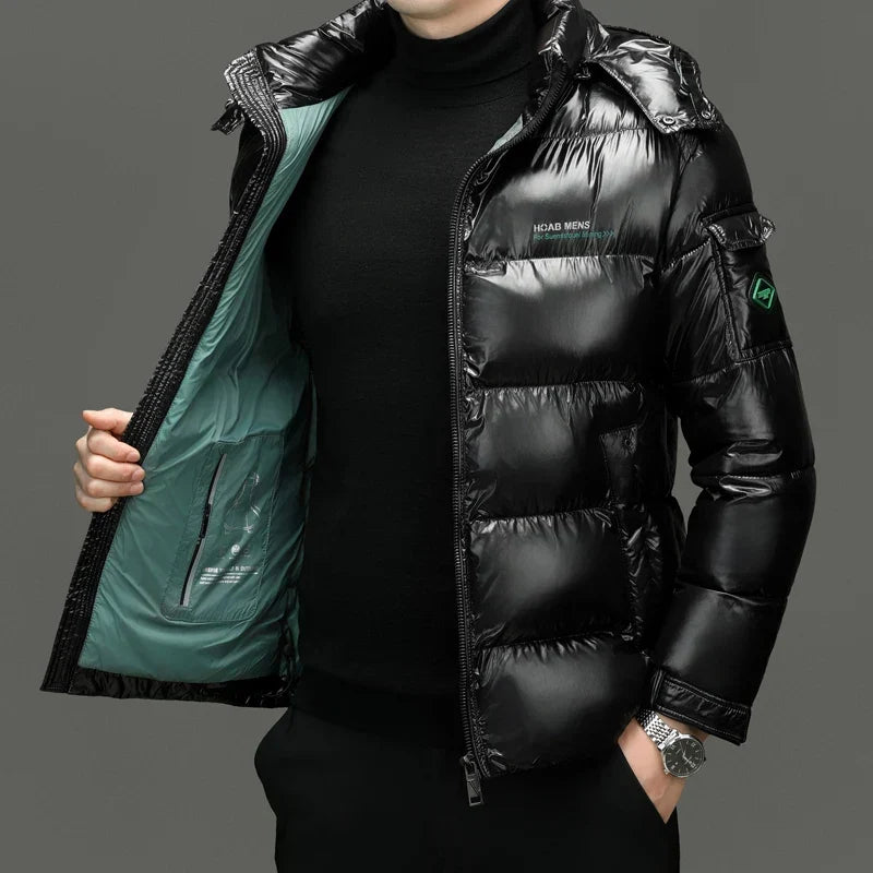 Chaqueta Acolchada Con Capucha Para Hombre | Acabado Brillante · SeemSeem