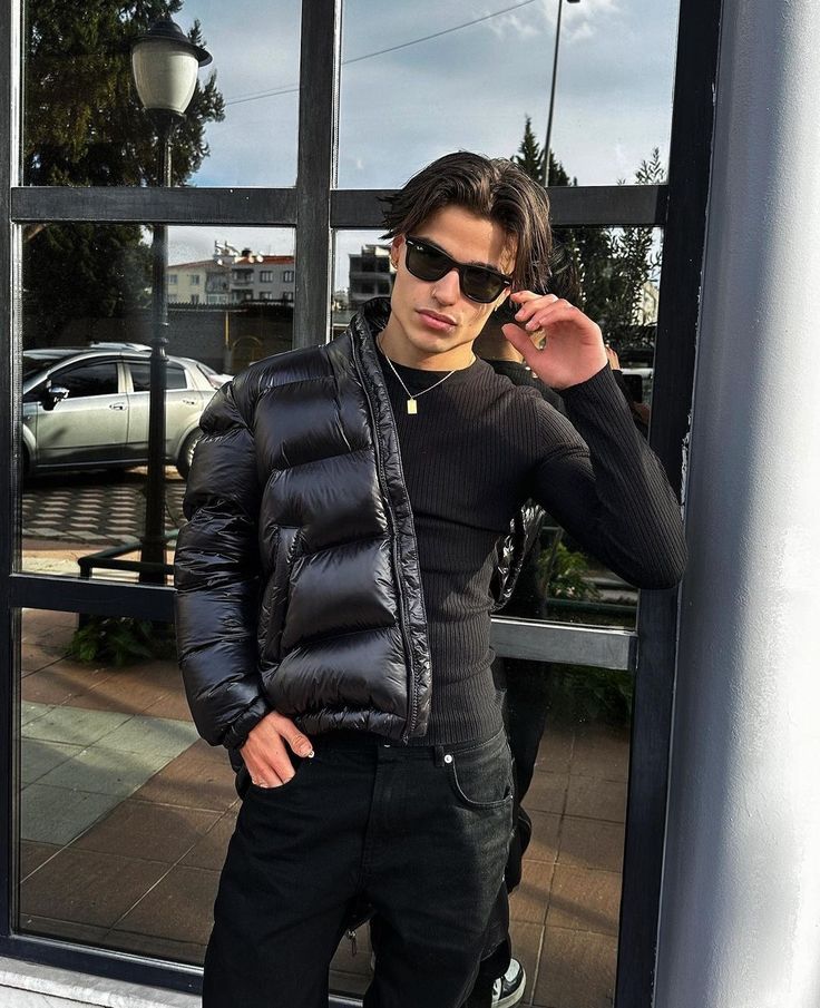 Chaqueta Acolchada Con Capucha Para Hombre | Acabado Brillante · SeemSeem
