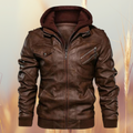 Chaqueta Biker De Cuero Para Hombre | Capucha Extraíble · SeemSeem