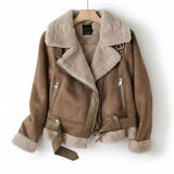 Bikerjacke für Damen | Lammfellimitat-Futter