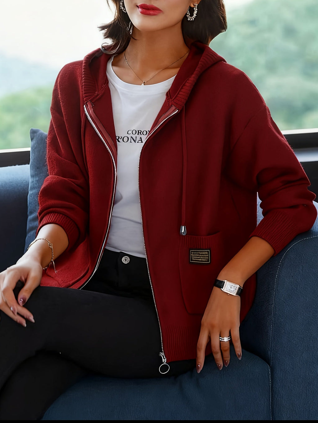 Chaqueta Con Capucha Para Mujer | Cierre Cremallera · SeemSeem