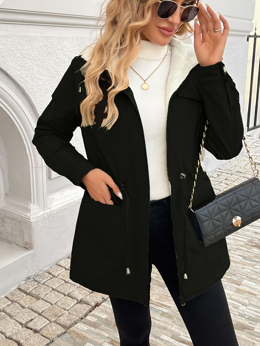 Chaqueta Con Cordón Para Mujer | Interior Sherpa · SeemSeem