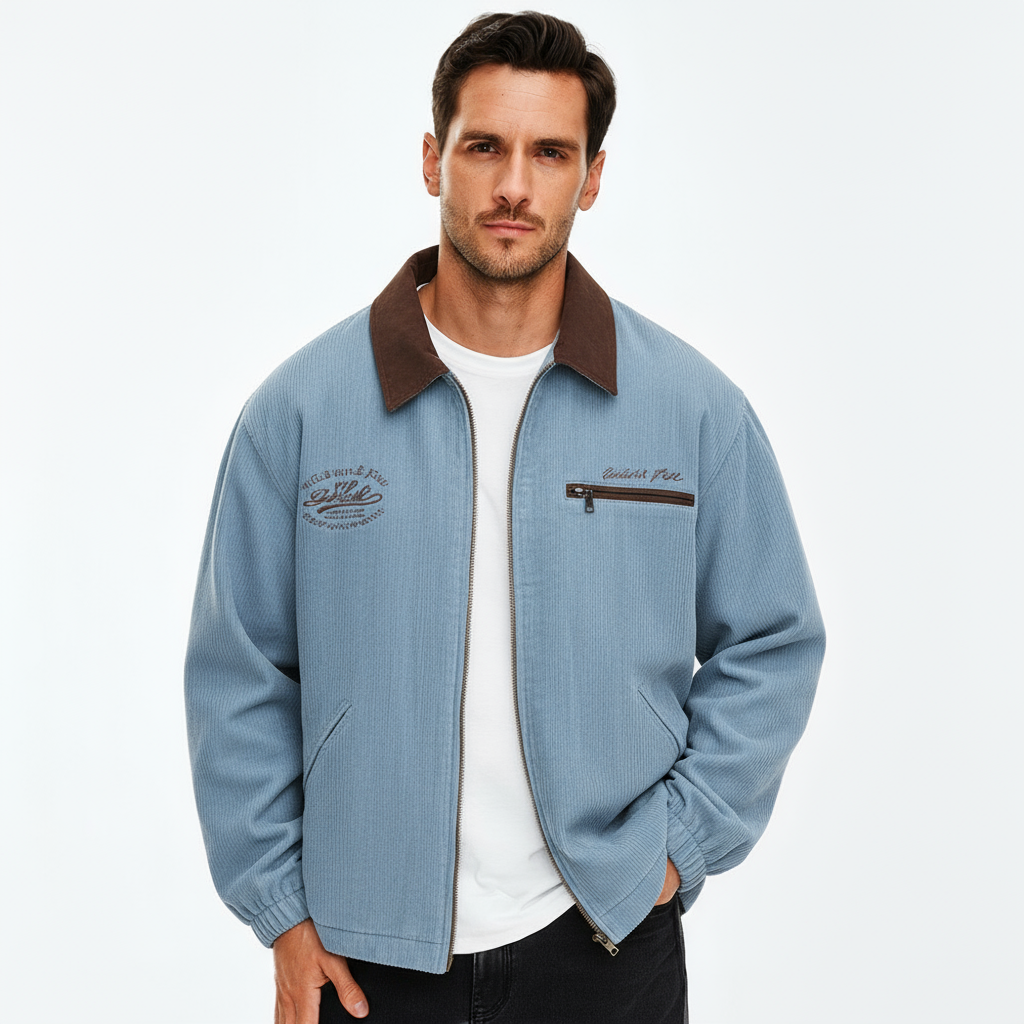 Chaqueta Con Cremallera Para Hombre | Cuello Camisero · SeemSeem