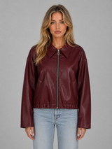 Chaqueta Con Cremallera Para Mujer | Efecto Piel