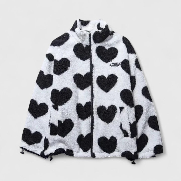Chaqueta Con Cremallera Para Mujer | Estampado Corazones · SeemSeem