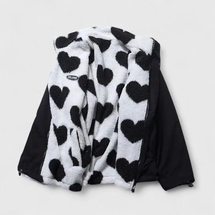 Chaqueta Con Cremallera Para Mujer | Estampado Corazones · SeemSeem