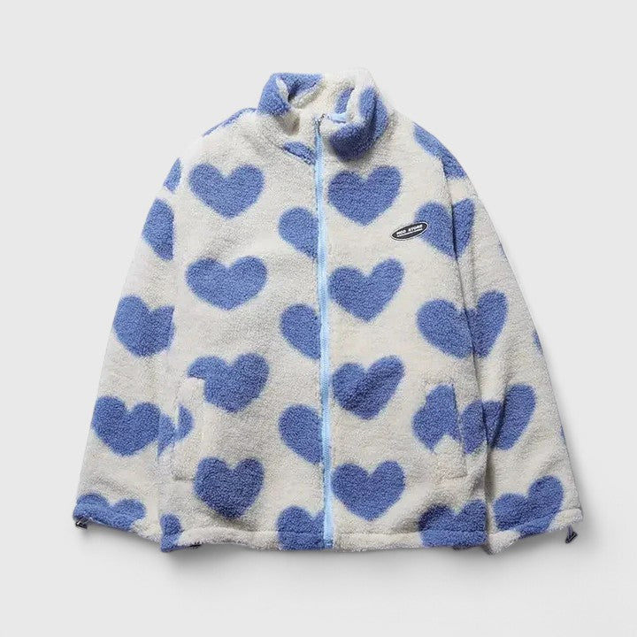 Chaqueta Con Cremallera Para Mujer | Estampado Corazones · SeemSeem