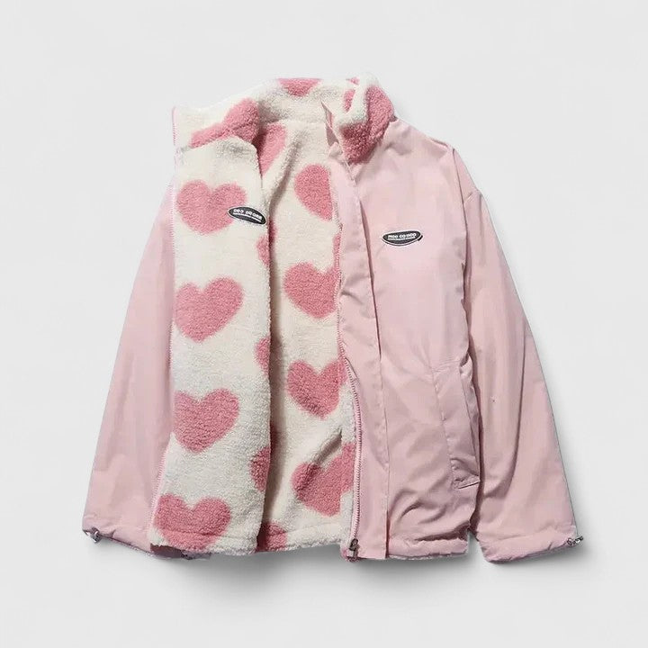 Chaqueta Con Cremallera Para Mujer | Estampado Corazones · SeemSeem