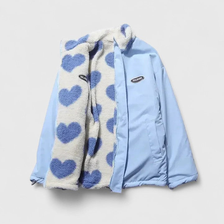 Chaqueta Con Cremallera Para Mujer | Estampado Corazones · SeemSeem