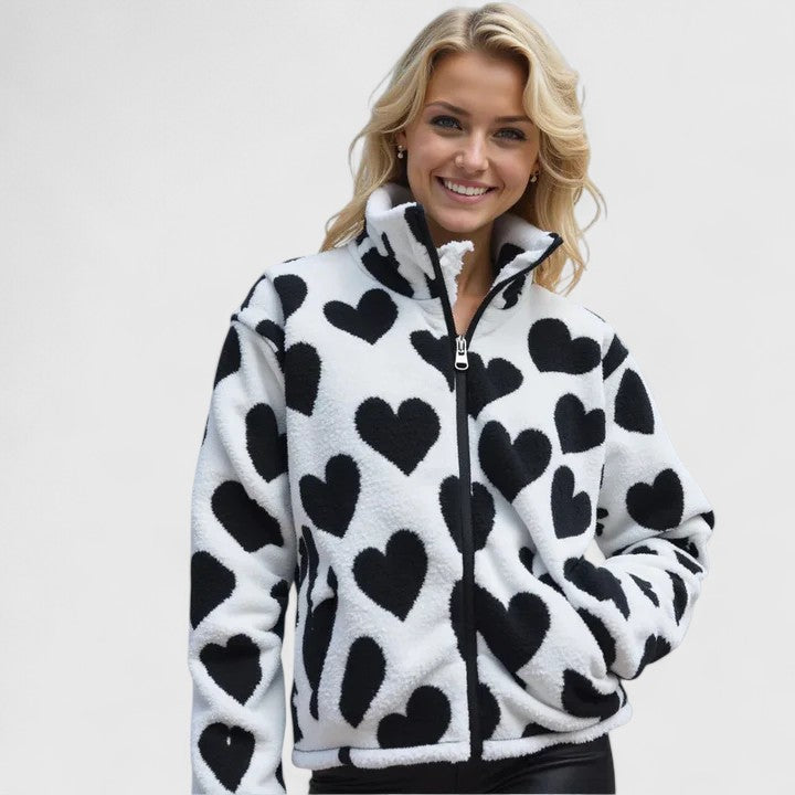 Chaqueta Con Cremallera Para Mujer | Estampado Corazones · SeemSeem