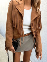 Cropped damesjas | Franjes