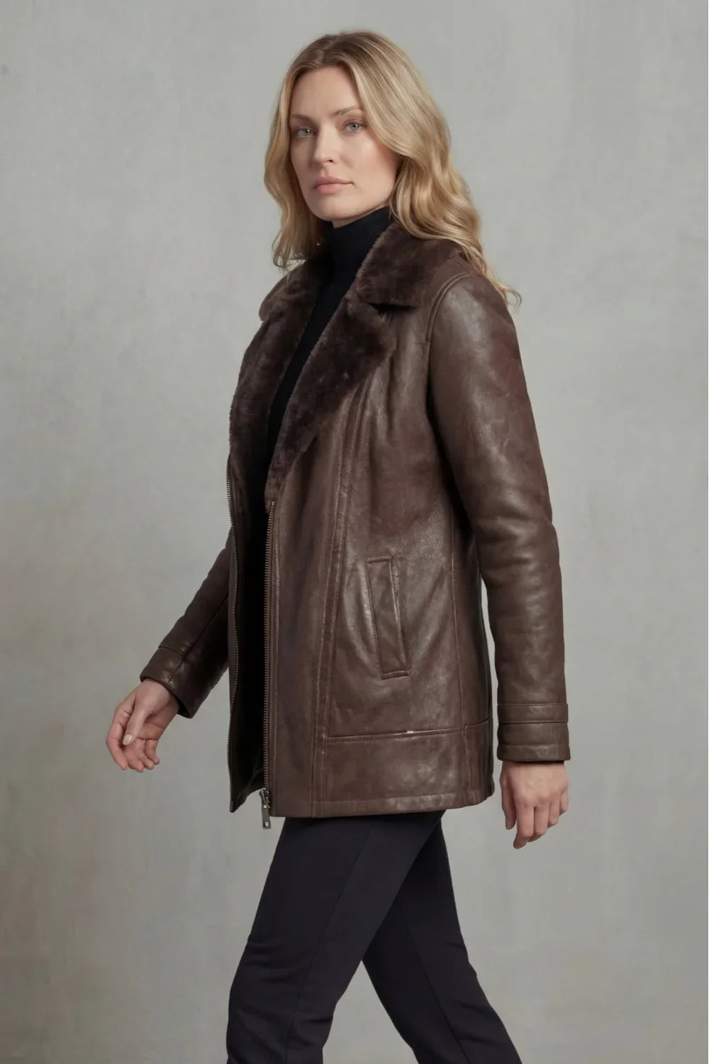 Chaqueta De Cuero Para Mujer | Cuello De Borreguillo · SeemSeem