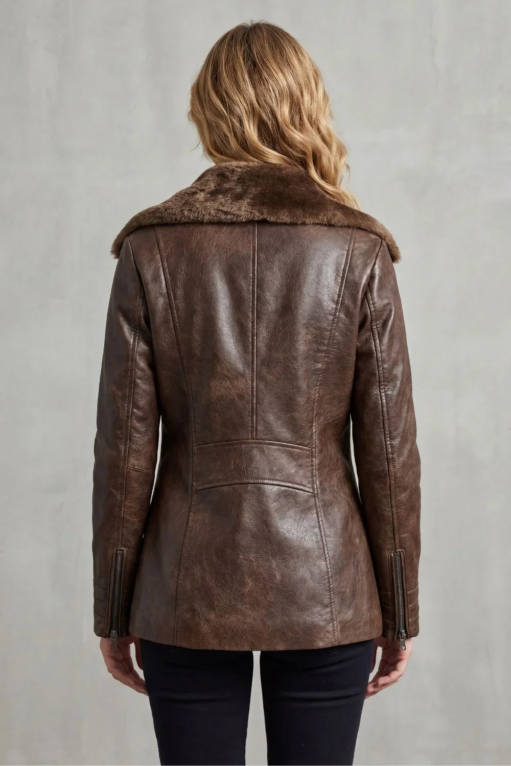 Chaqueta De Cuero Para Mujer | Cuello De Borreguillo · SeemSeem