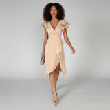 Robe portefeuille pour femme | manches à volants