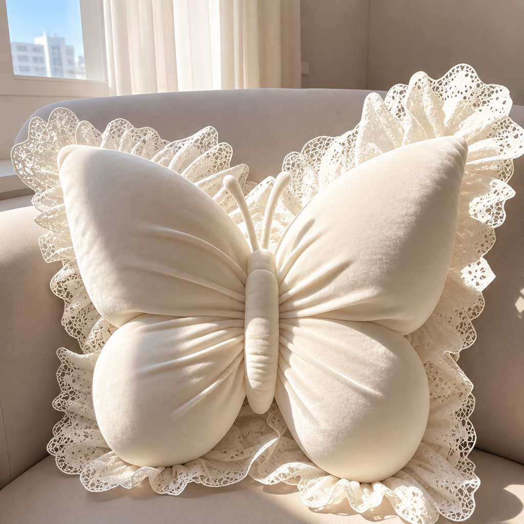 Cojín Decorativo Mariposa | Volante De Encaje · SeemSeem