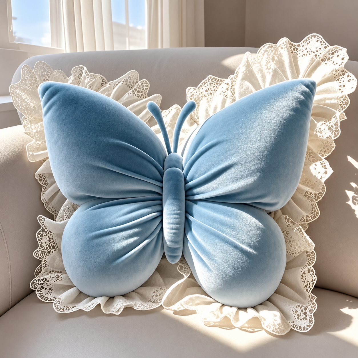 Cojín Decorativo Mariposa | Volante De Encaje · SeemSeem