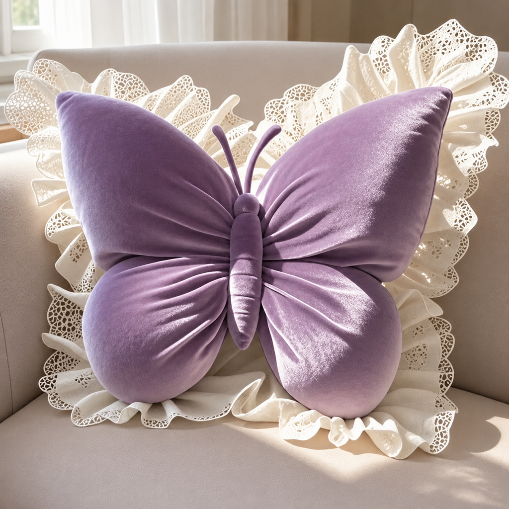Cojín Decorativo Mariposa | Volante De Encaje · SeemSeem