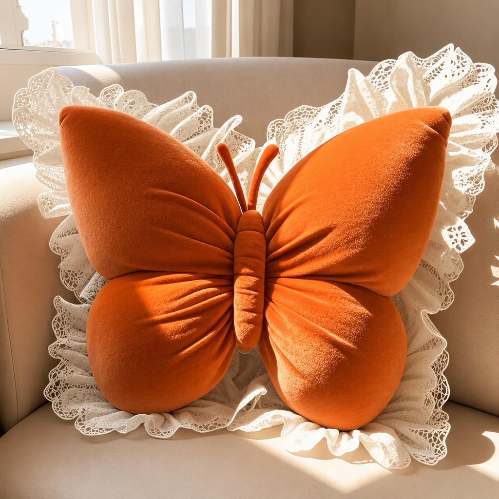 Cojín Decorativo Mariposa | Volante De Encaje · SeemSeem