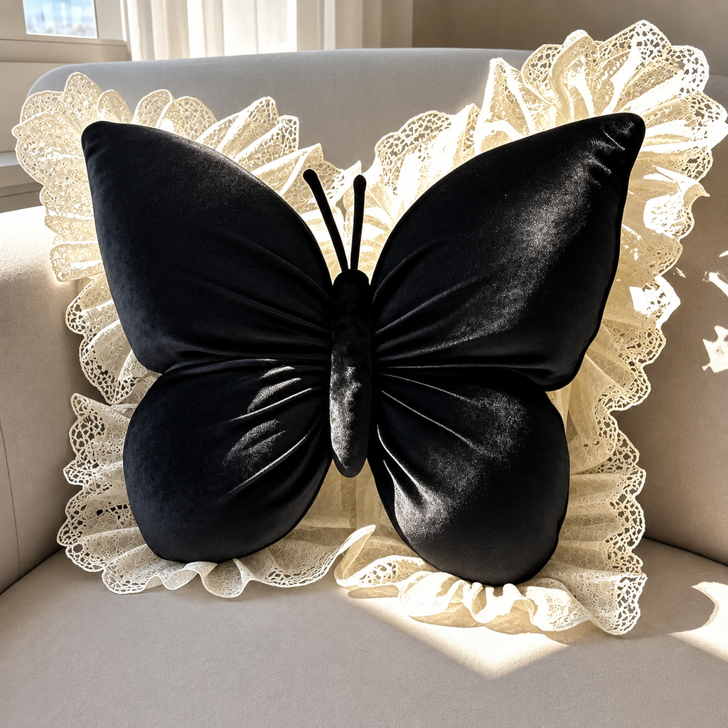 Cojín Decorativo Mariposa | Volante De Encaje · SeemSeem