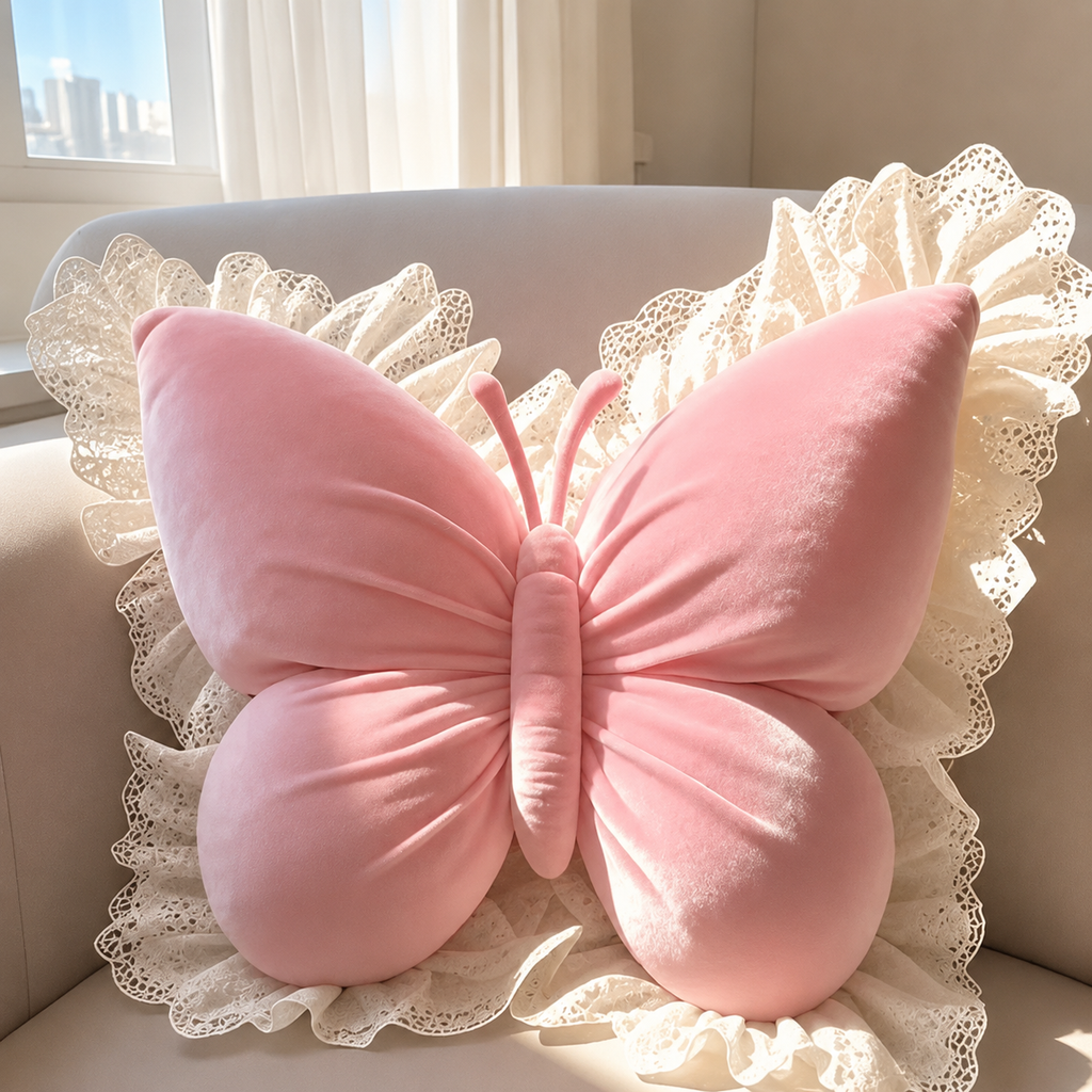 Cojín Decorativo Mariposa | Volante De Encaje · SeemSeem
