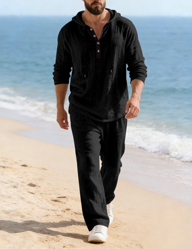 Conjunto Con Capucha Para Hombre | Cuello Henley · SeemSeem