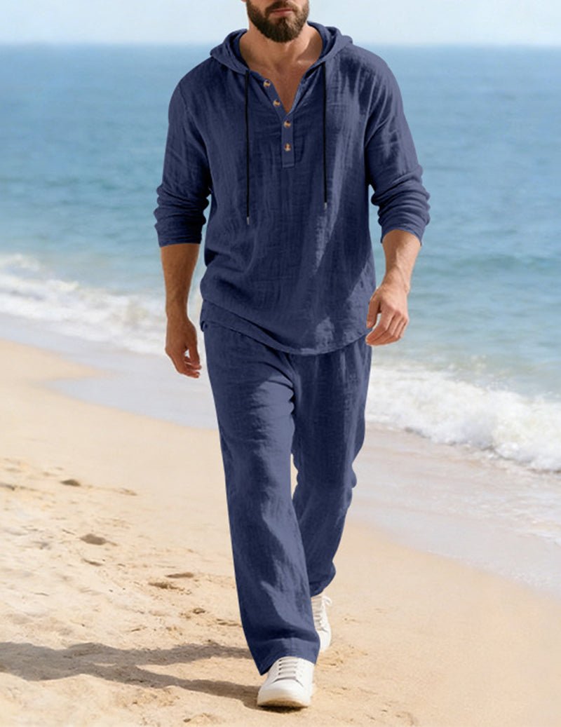 Conjunto Con Capucha Para Hombre | Cuello Henley · SeemSeem