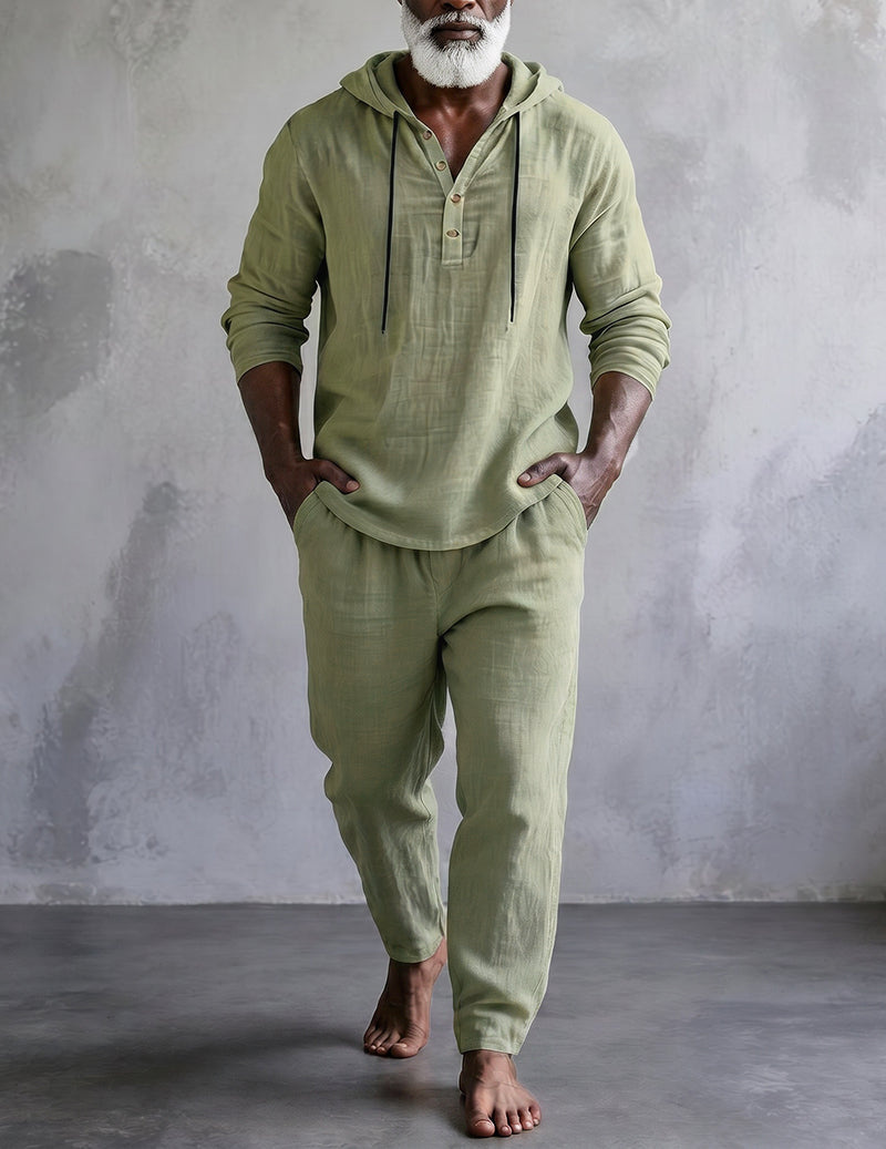Conjunto Con Capucha Para Hombre | Cuello Henley · SeemSeem