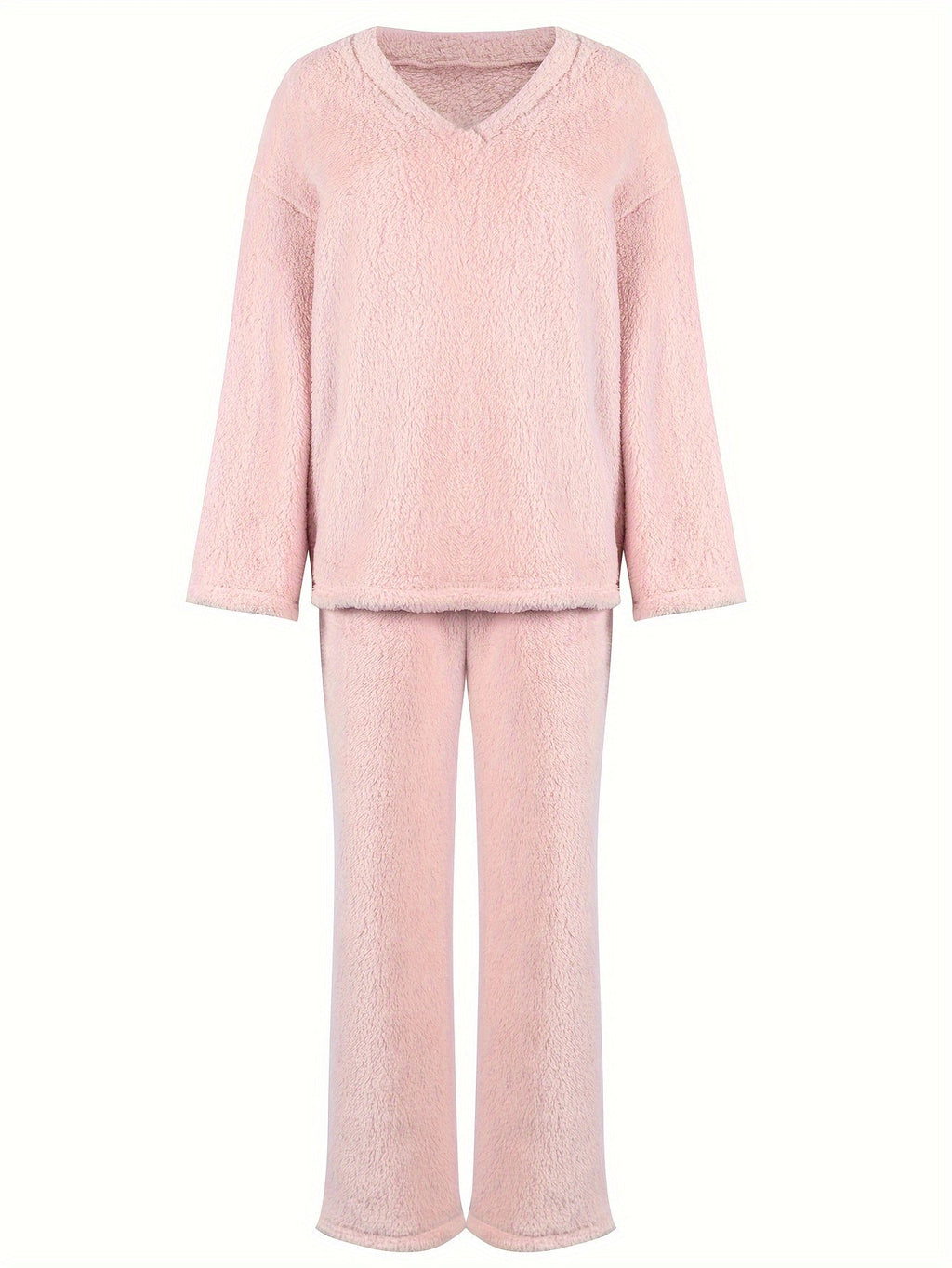 Conjunto De Estar Por Casa Con Cuello De Pico Para Mujer | Pantalón Ancho · SeemSeem