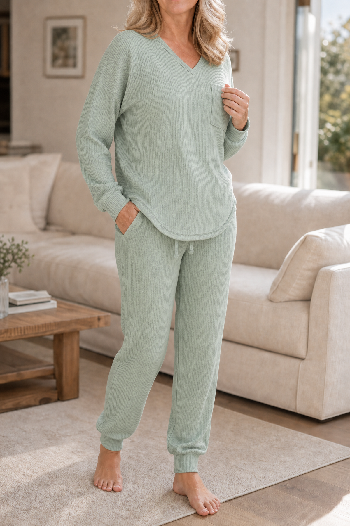 Conjunto De Estar Por Casa Para Mujer | Punto Acanalado · SeemSeem