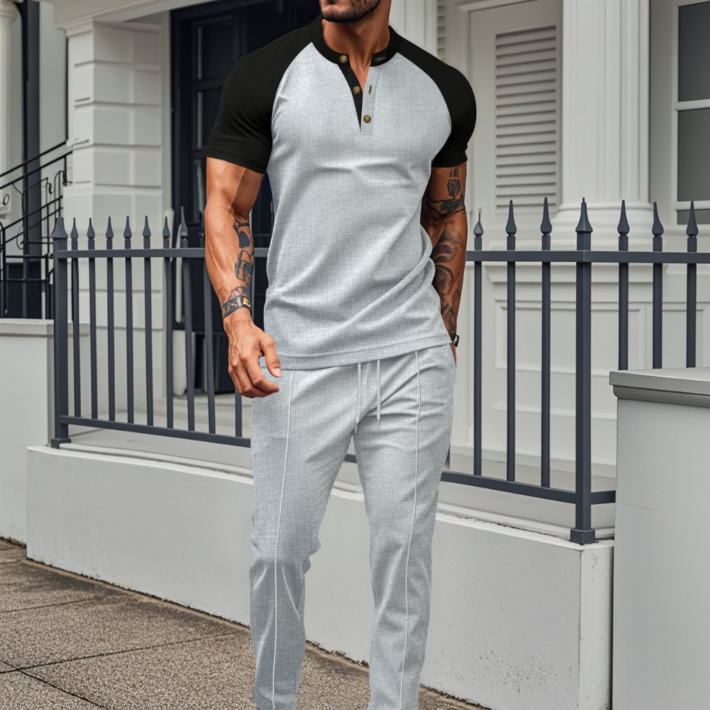 Conjunto Henley Para Hombre | Manga Ranglan · SeemSeem