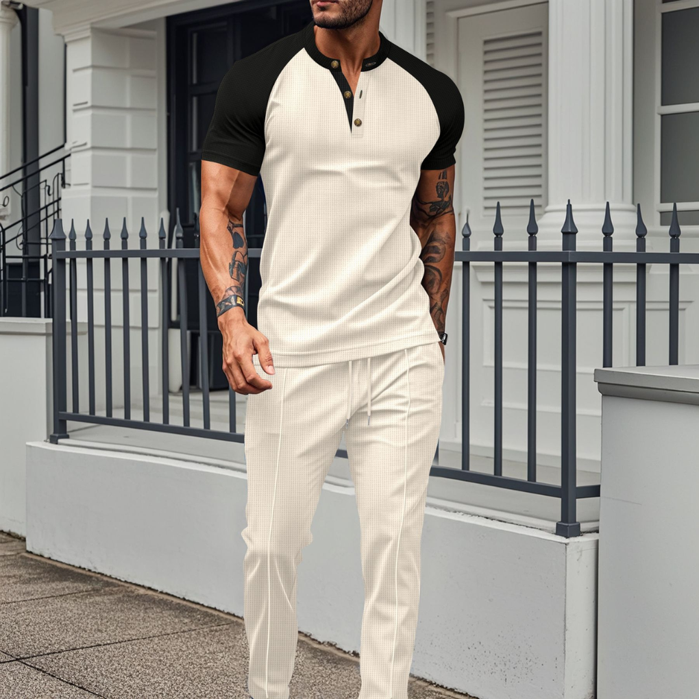 Conjunto Henley Para Hombre | Manga Ranglan · SeemSeem