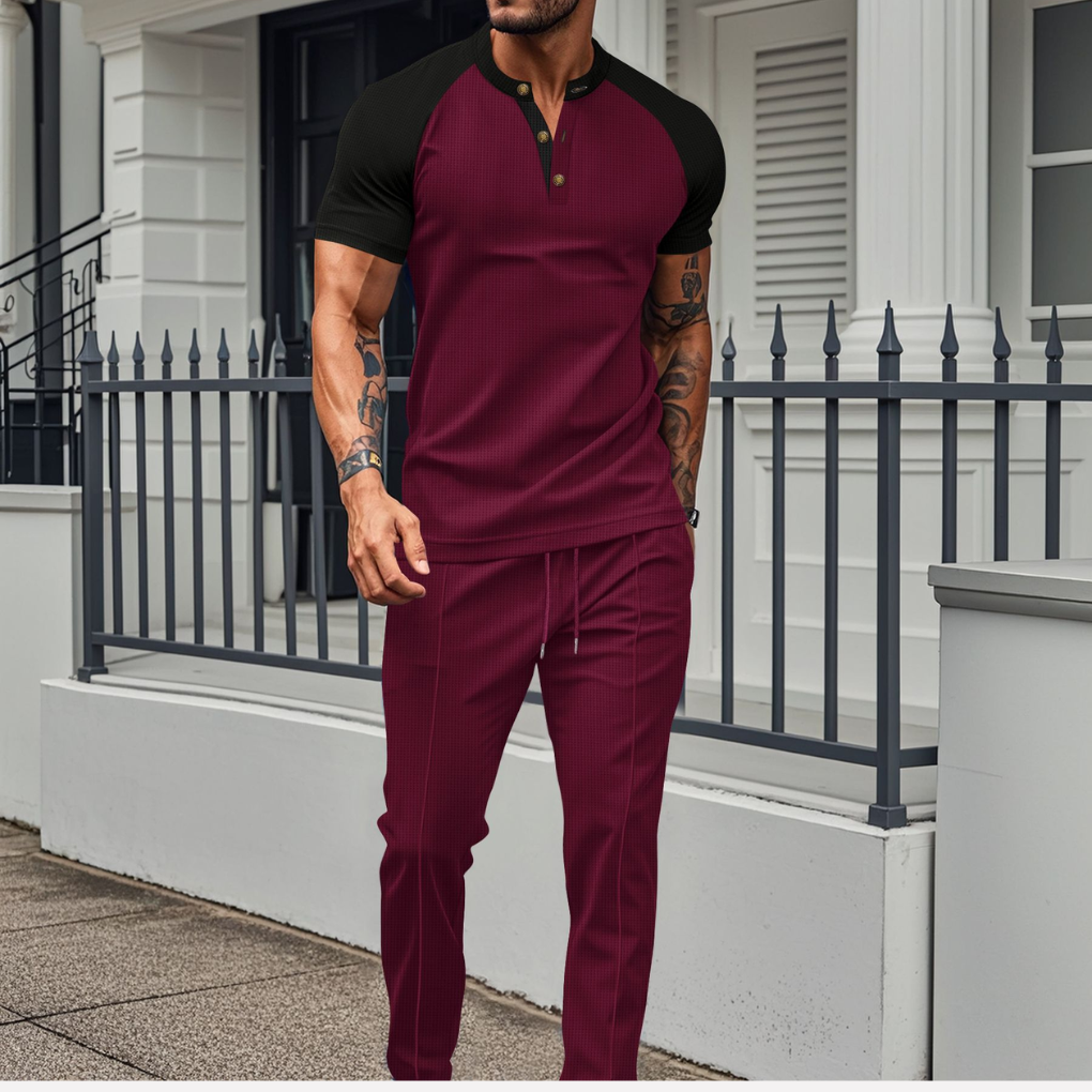 Conjunto Henley Para Hombre | Manga Ranglan · SeemSeem
