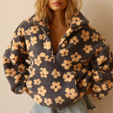 Sweat oversize en polaire pour femme | imprimé floral