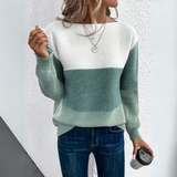 Damenpullover im Colour-Blocking-Stil | U-Boot-Ausschnitt