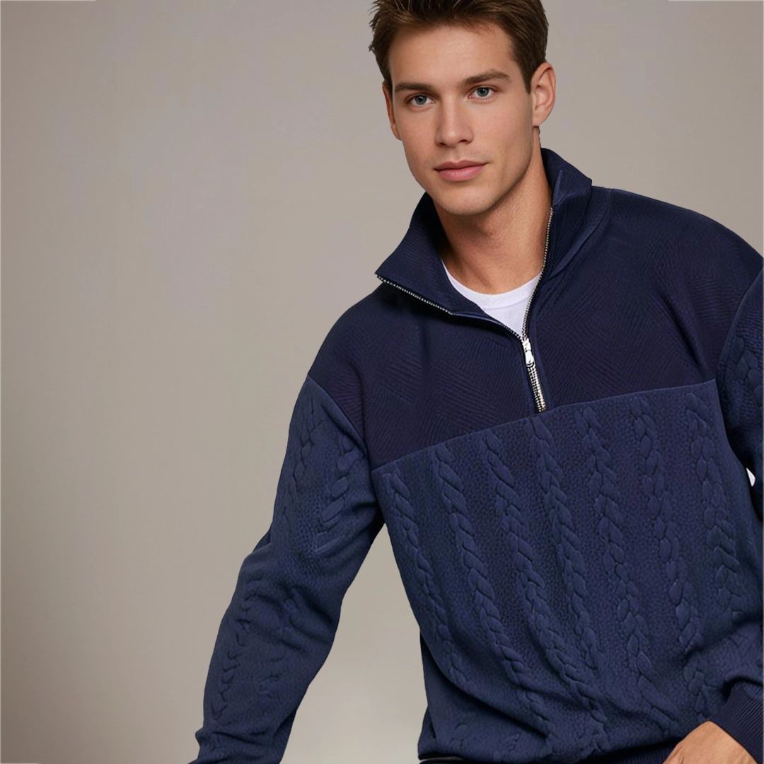 Jersey Con Media Cremallera Para Hombre | Punto Trenzado · SeemSeem