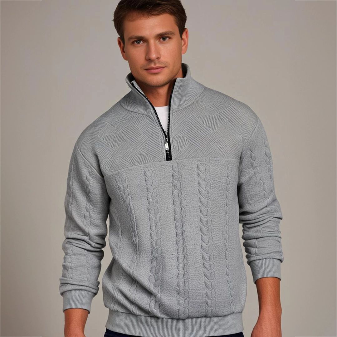 Jersey Con Media Cremallera Para Hombre | Punto Trenzado · SeemSeem