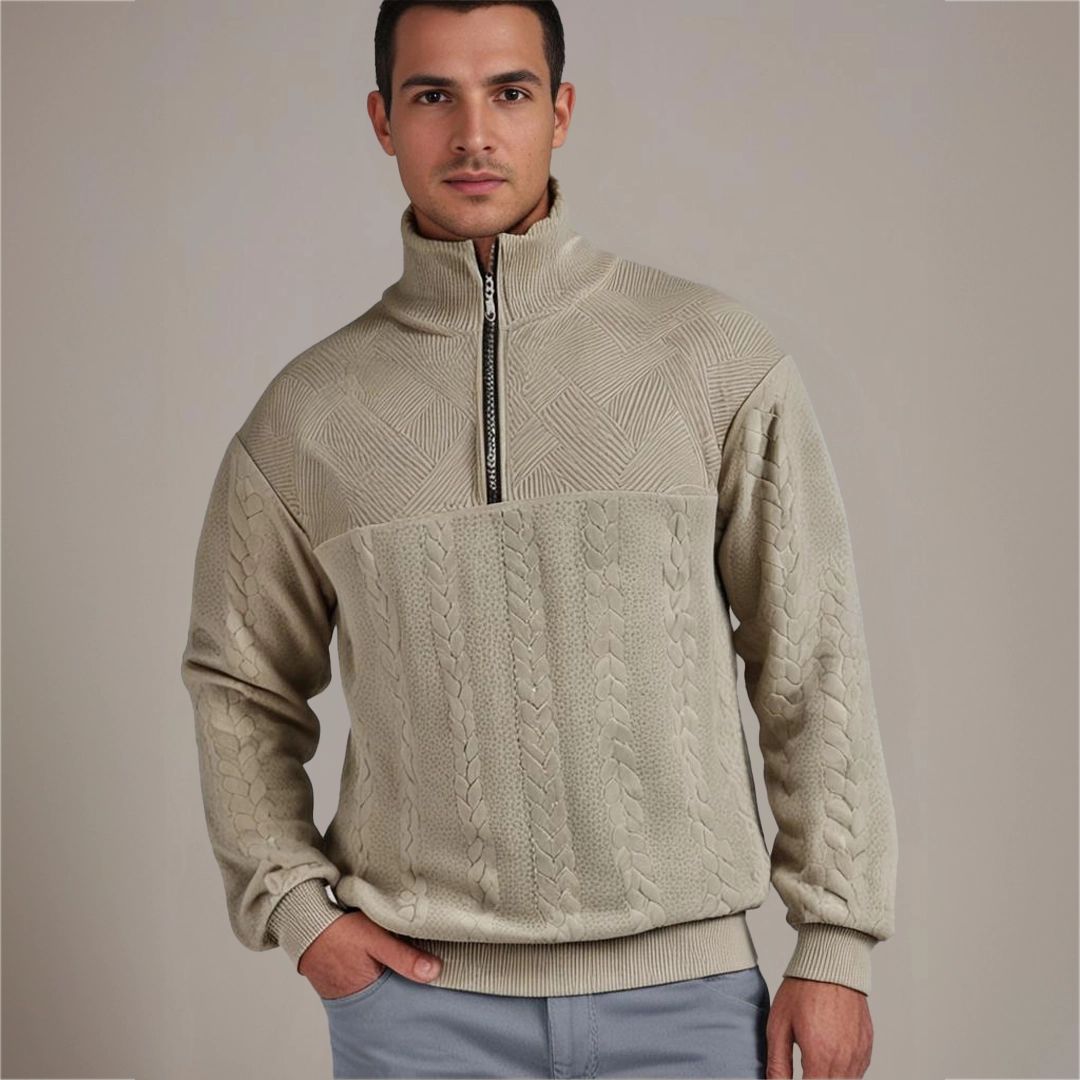 Jersey Con Media Cremallera Para Hombre | Punto Trenzado · SeemSeem