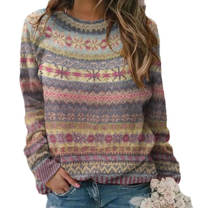Jersey Cuello Redondo Para Mujer | Estampado Jacquard · SeemSeem