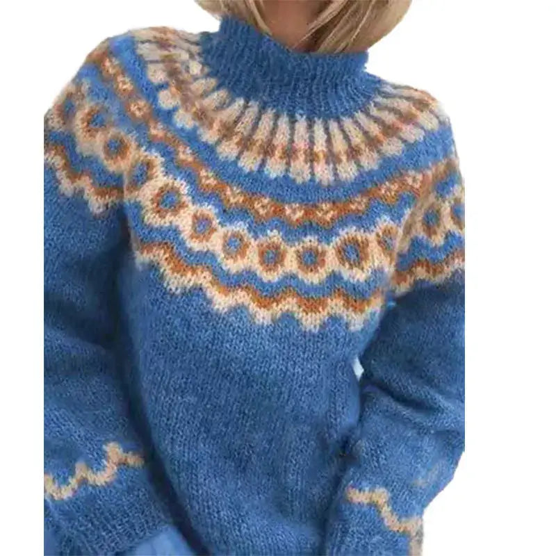 Jersey De Cuello Alto Para Mujer | Estampado Nórdico · SeemSeem