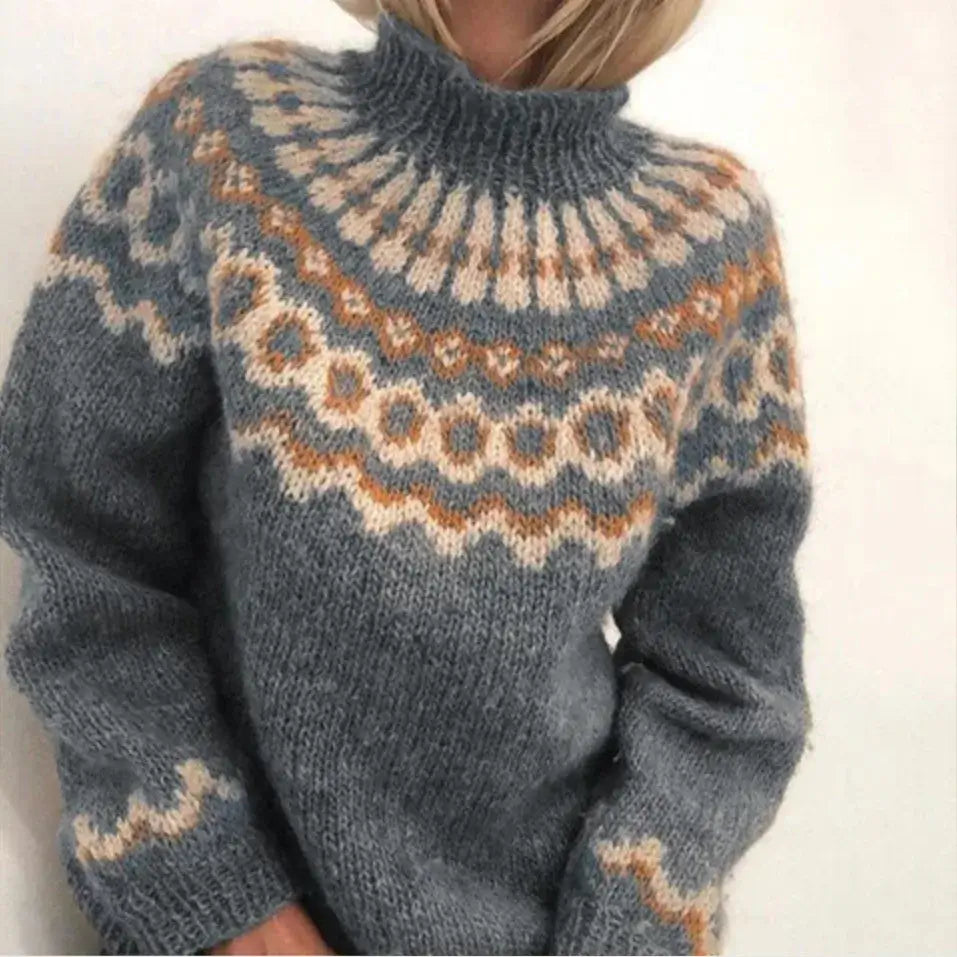 Jersey De Cuello Alto Para Mujer | Estampado Nórdico · SeemSeem