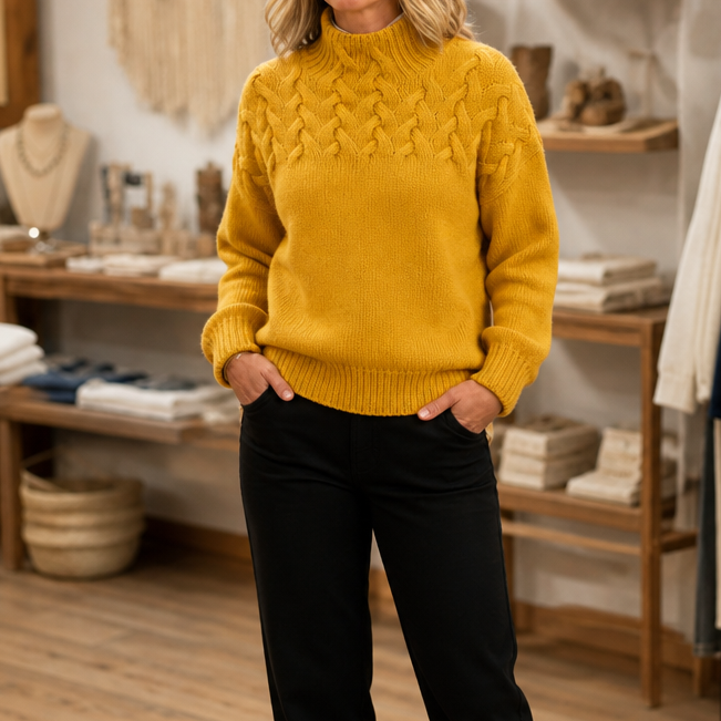 Jersey De Cuello Alto Para Mujer | Punto Trenzado · SeemSeem